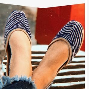 Fuchsia Blue Peplum Flats